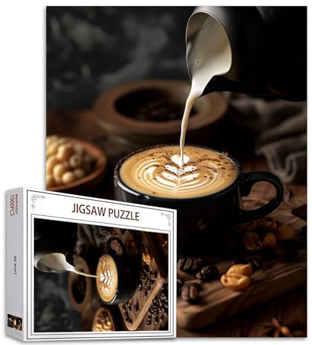 Tucocoo Coffee Beans Jigsaw Puzzle 1000 Pieces Puzzles for Adults, Coffee Cup Food Art Jigsaw Puzzles for Challenging Family Activity Games 27 x 20 inch Colorful DIY Puzzle for Home Decor Gifts