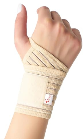 MEK Handgelenk Bandagen für Damen & Herren - Verstellbare Handgelenkmanschette bei Karpaltunnelsyndrom & Schmerzen - Atmungsaktiv, für Rechts & Links, Beige, Universalgröße