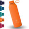 TREWOL Botella Térmica 750ml – Cantimplora Acero Inoxidable sin BPA | Doble Aislamiento para Agua Fría 24h y Caliente 12h | Antifugas, Ultraligera, Asa de Silicona para Llevar a Todas Partes (Naranja)