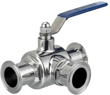 EVBELGBPZ Kugelhahn 4 304 Edelstahl Kugelhahn 3 Dreiwege DN100 102MM Tri-Clamp-Ferrule-Typ(T Type)