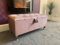 SK LUXURY LIVING Ottoman Storage Box - Engineered Wood Fabric Buttons Luxurious Plush Velvet Ottoman Storage Bench, Perfectly Designed Ottoman for Bedroom Storage (Pink Plush, Legs)