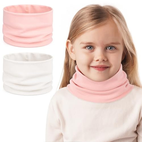 Kiiwah 2 Pièces Tour de Cou Enfant, Coton Écharpe Enfant Fille Garcon Doux Boucle Cache Cou Enfant Thermique Foulard Enfant Filles pour Hiver Printemps Automne