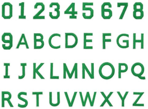 sourcing map 72 Pcs Iron on Letters and Numbers, 1.5 Inch A-Z Letter Patches and 0-9 Number Patches for Clothing Green Iron on Numbers Small Embroidered Patches for Jacket Clothes Hat Sock DIY