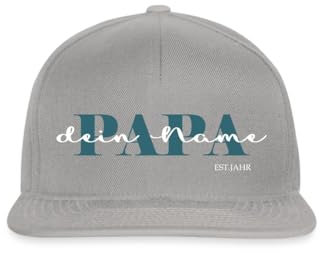Spreadshirt Papa Kind Text Mit Name Geburtsjahr Personalisiert für Vater und Familien Snapback Cap, One Size, Graphit/Graphit