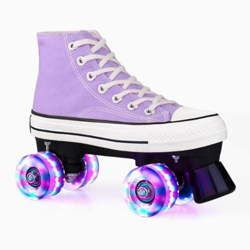 MHXZKHL Rollschuhe Für Mädchen Rollerskates Damen Disco Roller Canvas Skates Erwachsene Leder Atmungsaktiv Retro Design(35,Purple)