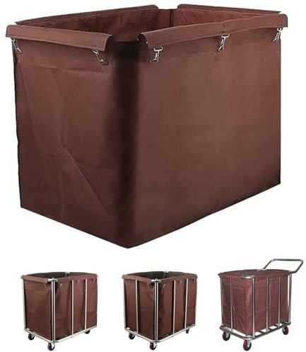THEGA Bolsa De Repuesto para Carrito De Lavandería - 400L Bolsa De Revestimiento Impermeable Extraíble Rectangular para Cesto De Ropa con Ruedas, Bolsas De Almacenamiento De Tela Oxford(Brown)