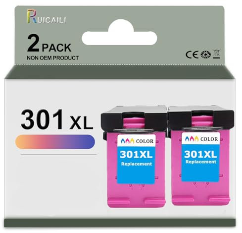 Kompatibel mit HP 301 301XL Tintenpatronen für DeskJet 2060, 2540, 3050, Envy 4500, 4502, 5532, OfficeJet 2620, 2622, 4630 (2 dreifarbig)