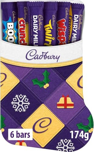 Cadbury Festive Stocking Chocolate Selection Box, Perfect Stocking Filler Gift, Includes 6 Bars, 174 g (Pack of 1)