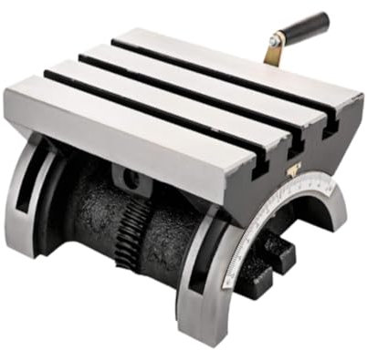 Tavolo di fresatura inclinabile resistente con piastra angolare girevole a 3 slot a T, fresatrice ad angolo regolabile per rettifica da officina, 18 x 13 x 9,1 cm