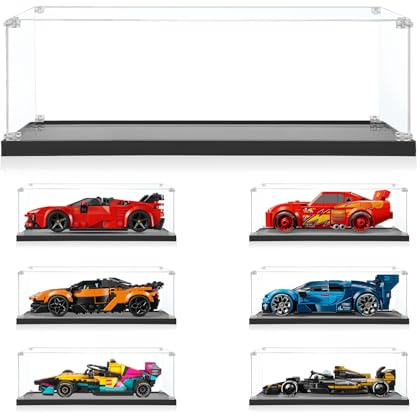 icuanuty Acryl-Vitrine Kompatibel mit Lego Speed Champions F1 ACADEMY Rennwagen 77258 - Staubgeschützte Aufbewahrungsbox für Lego Vitrine, 1:32 Auto Größe:22x11x8cm (kein Modell)