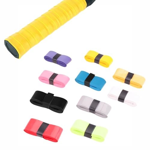 Icyowls 10 pièces Ruban de Grip Badminton, Ruban de Grip Raquette de Tennis, Auto-adhérent pour revêtement de Surface, antidérapant et Absorbant la Sueur, Multicolore