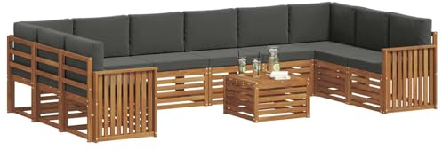 vidaXL Sofagarnituren 11 pcs Natur und Anthrazit Massivholz Akazie, Gartenlounge, modernes Outdoorsofa, sicheres Sitzset, gemütliche Terrassenmöbel