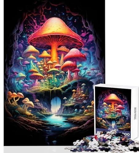 Fantasy-Pilz-Zauber-Puzzle für Erwachsene 1000 Teile Denkspiel Präzisionsschnitt Glatte Kanten Unterhaltungsspielzeug für drinnen 38x26cm