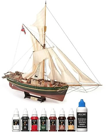 Occre Lot de 8 pots de peintures acryliques à base d'eau avec peinture satinée, séchage rapide, pour modèle de bateau Gjøa