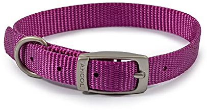 Ancol Viva Comfortable Durable Weatherproof Purple Dog Collar with Satin Buckle and ID Loop - Size 1 20-26cm / XXS