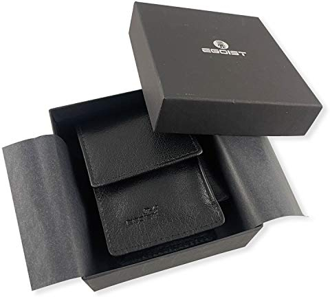 EGOIST Porte-Cigarettes en Vrai Cuir, étui pour Cigarettes, boîte à Cigarettes, Accessoires de Voyage - Noir