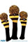 Majek Golfschlägerhauben für Schläger und Fairway-Holz, limitierte Auflage, passend für 460 cc Drivers Tour Knit Retro Vintage Pom Classic Long Neck Metal Longneck Woods Schlägerhauben Gelb und