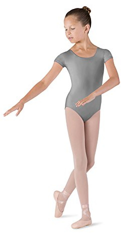 Bloch Dance Girls Dujour Microlux Gymnastikanzug, kurzärmelig, Mädchen, CL5602, grau, 38