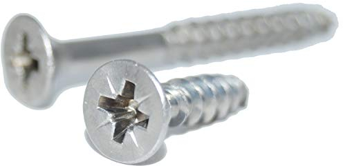 Lot de 50 vis à bois à tête fraisée Pozidrive cruciforme, 3,0 x 50/30 Z, en acier inoxydable A2