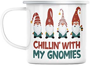 Mug en Métal Emaillé Chillin with My gnomies Noel Hiver Cadeau Père Noel