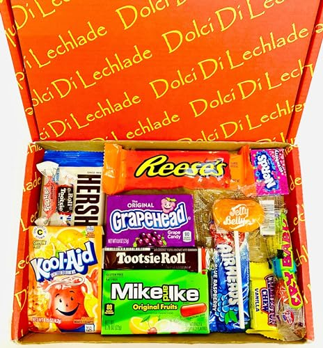 American Sweets Gift Box - Dolci Di Lechlade - USA Candy Chocolate Sweet Hamper Birthday Fathers Day Present Pick & Mix Gummy Chewy Sour