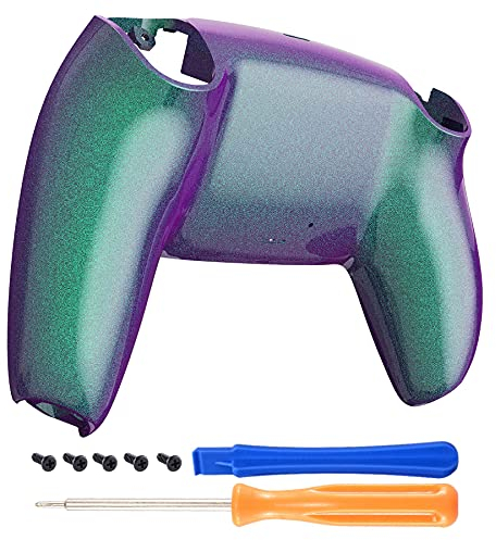 eXtremeRate Rückseite Abdeckung Kompatibel mit ps5 Controller, Hülle Case Gehäuse Ersatz Schale Abdeckung für ps5 Controller Zubehör(Grün Lila)