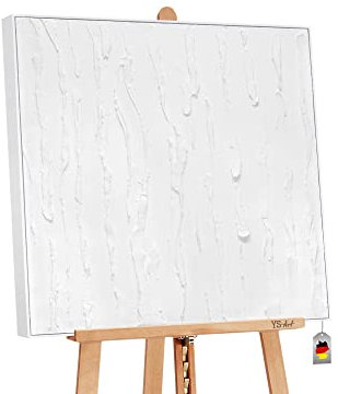 YS-Art Abstrakt Acryl Gemälde auf Leinwand Life 3 handgemalt Wandbilder Wohnzimmer modern Wohndekor helles Bild Farbe weiß quadratisch echte Kunst 100x100 cm