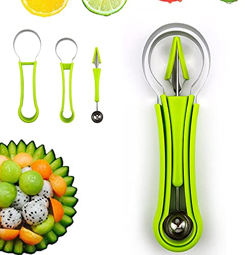 4 in 1 Fruit Tool Set Fruit Carving, Fruit Scoop Watermelon Ball Cutter Food Cantaloupe Peeler, Used for Fruit Decoration Kitchen Fruit Shop