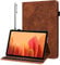 GLANDOTU Hülle für Fire HD 10 Tablet (9. und 7. Generation - 2019 und 2017) mit Stylus Stift - Ultra Dünn (Auto Schlaf/Wach) Flip Cover PU Leder Kindle Fire HD 10 Hülle (Braun)