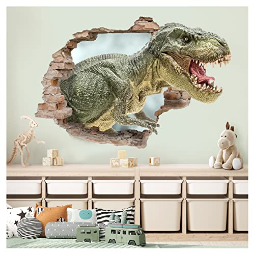 Little Deco 3D Wandsticker Kinderzimmer Dinosaurier Wandtattoo Loch in der Wand Wandaufkleber Dino für Jungs Schlafzimmer Wanddeko DL961-3
