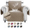 FIGOOO wasserdichte Sofabezug 1 Sitzer Dicke Sofaschoner Wasserdicht Reversible Gesteppte Sofa Überzug mit Seitentaschen Sofaüberwurf rutschfest Kratzfest für Haustiere Hunde Katzen,Khaki