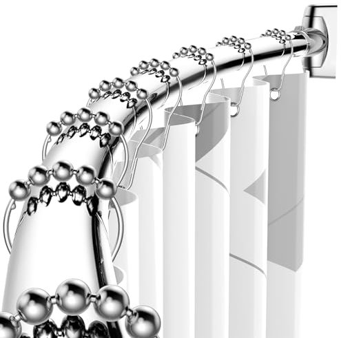 BATHDESIGN Tringle à rideau de douche incurvée réglable de 109 à 183 cm, antirouille, en aluminium, barre de rideau de douche incurvée pour salle de bain, à percer, chromée