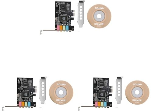 Lot de 3 cartes son PCIe 5.1, PCI Express Surround 3D pour PC avec haute performance sonore directe et support