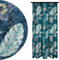 Voppi Vorhang mit Kräuselband Flächenvorhang 140x250 cm, dekorativ wunderschön elegant halbverdunkelnder Vorhang mit einem exotischen blauen Muster mit Blumen Federn und Vögeln Stärke 180 g/m2