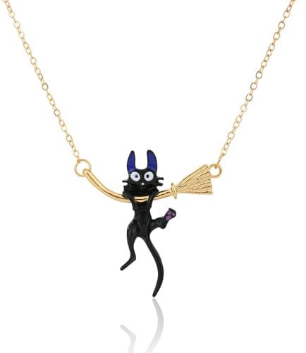 Umimiss Cat Necklace - Cute Necklace, Hanging on A Broom Cat Necklaces for Women, Cat Necklace For Girls, Black Jewellery, Vintage Jewellery, Cat Pendant Necklace,Vintage Cat Necklace for Girls Women