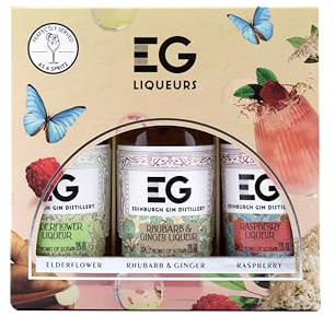 Edinburgh Gin Flavoured Gin Liqueur Gift Pack | 3 x 5cl | 20% ABV | Featuring Famous Rhubarb & Ginger, Raspberry and Elderflower Gin Liqueurs | Tasting Pack | Gift for Gin Lovers and Experimenters