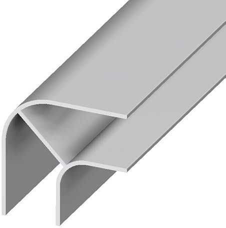 2x2200mm, 2 barras de 2,2m de perfil aluminio curvo 90º radio corto, ANODIZADO PLATA, para mobiliario CAMPER, alturas H2 y H3. Para tableros contrachapado o policarbonato de 15mm o 16mm
