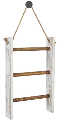 Blanket Ladder - Bathroom Ladder Shelf | Clothes Ladder | Towel Ladder frree Standing | Wide Applications Wooden Towel Rail | Minii Tea Towel Ladder |3-Tier Towel Rack Wall Mounted For Bathroom