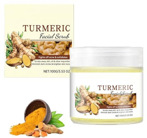 Turmeric Face Scrub, Gentle Exfoliator, Deeply Cleansing, Dark Spot Fading, Improve Dullness, Natural Brightening, Even Skin Tone, Nourishes Skin, Improve Skin Texture, Smooth and Softer (1pcs)