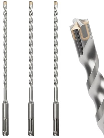 MOXPIFY 3PCS 6.5mm SDS Masonry Drill Bit 210mm Long for Reinforced Concrete | Brick Walls, 6.5 mm Hammer SDS Plus Drill Bit (6.5mm x 210mm x 3)