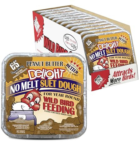 C&S Peanut Butter Delight No Melt Suet Dough 11.75 Ounces, 12 Pack