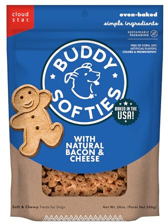 Buddy Biscuits Softies Soft & Chewy Dog Treats, Bacon & Cheese, 20 oz. Pouch