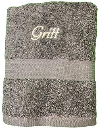 Krings Fashion Premium Handtuch 50 x 100 cm - Namen nach Wunsch individuell anpassbar - Hochwertig Bestickt - Farbe anthrazit-Stickfarbe wählbar - 100% Baumwolle