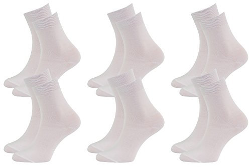 Rainbow Socks - Femme Homme Chausettes Midi en Bambou - 6 Paire - Blanc - Taille 39-41