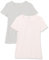 Amazon Essentials Women's Regular-Fit Short-Sleeve Crewneck T-Shirt, Pack of 2, Light Grey Heather/Light Pink, L