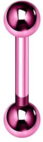 Monster Piercing 16 Gauge - 8MM Länge Neon Pink eloxiert 316L chirurgischer Stahl gerade Barbell mit Kugel Augenbrauen Piercing Bar
