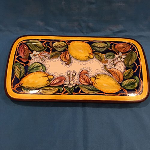 Cerámica pintada a mano ricceri Color Bandeja rectangular decoro Limones – 2 formatos Bandeja 33 x 20 cm