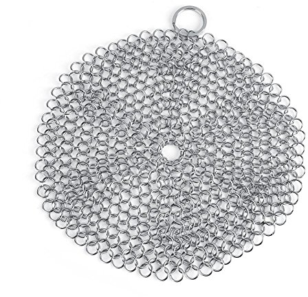 Fdit Cast Iron Cleaner Set 7x 7 Premium Stainless Steel Chainmail Scrubber for Effortless Cleaning of Cast Iron Skillet Pan and Griddle