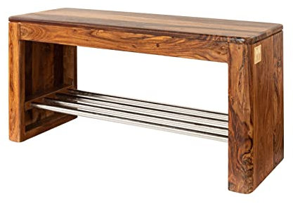 MASSIVMOEBEL24.DE Toronto Schuhregal 81x30x40 Sheesham/Palisander, Farbe:Dunkelbraun gewachst, Größe:81x30x40 cm (BxTxH)