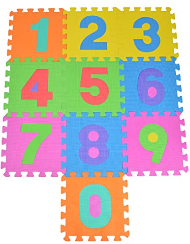Pink Papaya Puzzlematte Kids 123, 10 TLG. Puzzlematte für Kinder aus rutschfestem Eva - große Spielmatte zusammensteckbar, jedes Teil 30 x 30 x 1 cm - Kinderteppich zum Puzzeln mit Zahlen